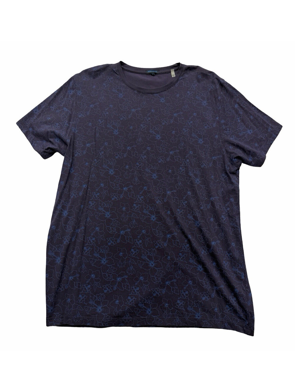 Patrick Assaraf Pima Stretch T-Shirt Flower Print Blue Purple Size L